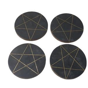 Round Wooden Coasters Wooden Hand Work Design On Top Tea Cup <b>Mats</b> Pads Wholesale Price Dinnerware Flatware Coaster Platter - Product Image 6