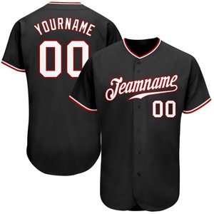 Uniforme de béisbol Industria Ropa deportiva Personalizada Negro Blanco-Rojo Auténtico Jersey de béisbol - Product Image 1