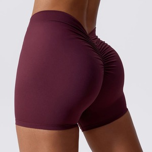 Pantalones cortos de gimnasio de cintura alta en forma de V para mujer, ropa de Yoga transpirable personalizada con cierre de cintura elástica - Product Image 3