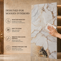Panel de Pared de PVC de Lujo con Diseño de Mármol Blanco Dorado MORLENX, Lámina de Mármol UV para Decoración de Interiores
