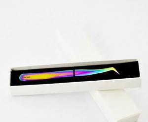 Pinzas de extensión de pestañas de acero inoxidable arcoíris multicolor personalizadas de 1 pieza profesional, las mejores herramientas de belleza para mujeres - Product Image 1