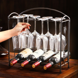 Estante de Almacenamiento de Vino Plegable de Dos Niveles, Estilo Vintage, Organizador Multifuncional para el Hogar, Soporte para Copas de Vino - Product Image 4