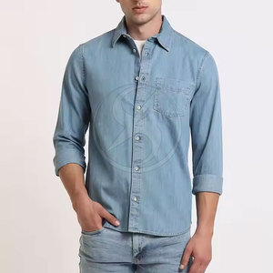 Camisas de Mezclilla Casuales para Hombre, Talla Grande, 100% Algodón, Transpirables, de Verano, Alta Calidad - Product Image 1