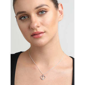 Collier chaîne pendentif cœur infini CLARA en argent sterling 925, géométrique, or blanc, or rose, diamant, zircon, perle, tendance - Product Image 5