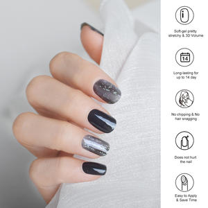 Envolturas de <span class=keywords><strong>uñas</strong></span> de gel semicuradas con purpurina Galaxy personalizadas al por mayor, 20 piezas | Lámpara UV con efecto 3D que se endurece, resistente al agua y de larga duración - Product Image 4
