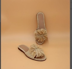 รองเท้าสตรี-รองเท้าแตะ Raffia-รองเท้าแตะแบน-รองเท้าแตะทำด้วยมือ-รองเท้าแตะเปิดนิ้วเท้า-สไลด์ปาล์ม-ของขวัญวันเกิด - Product Image 2