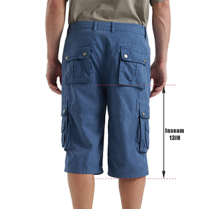 Men's Lightweight Summer Cargo Shorts Customizable Canvas Gym Clothing Mid Breathable Quick Drying Elastic Closure Solid Pattern - Product Image 2