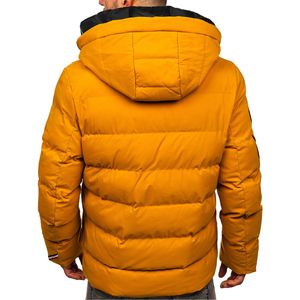 Chaqueta acolchada de invierno para hombre con patrón decorado al por mayor de fábrica, Abrigo acolchado recortado de manga larga con cuello levantado, lona personalizada J - Product Image 3