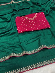 Elegante ropa de fiesta clásica de moda Vichitra Sari de seda con la última blusa de diseñador de lujo exclusiva ropa de festival de boda para mujer - Product Image 5