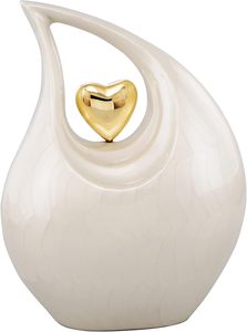 Urna Funeraria de Metal Blanca en Forma de Lágrima para Cenizas de Adultos |   Fabricante de Urnas Funerarias Modernas - Product Image 2