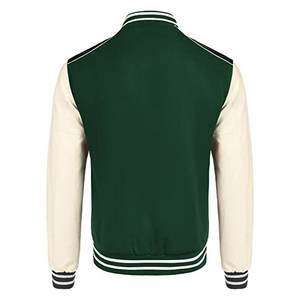 Veste pour homme en tissu uni brodé, style streetwear, manches en cuir, veste de baseball personnalisée, veste universitaire - Product Image 6