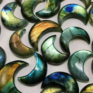 Labradorite High Quantity Smooth Polished Crescent <b>Moon</b> Shape Cabochon Agate Gemstone Blue Fire Color Play Carving Making - Product Image 3