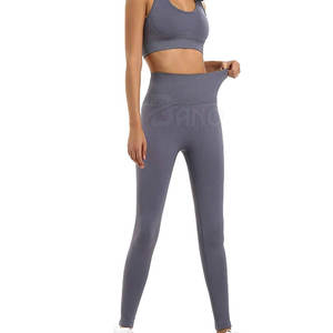 Conjunto de Yoga personalizado 2023 para mujer, nueva ropa deportiva, entrenamiento de gimnasio, patrón sólido, cierre de cintura elástica, función transpirable de talla grande - Product Image 2