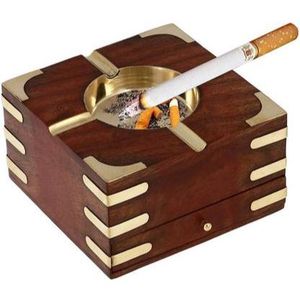 Cenicero de madera con borde de latón, diseño elegante, cuenco redondo, soporte para pipa, plato para fumadores, decoración decorativa ecológica - Product Image 6