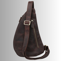 Sac bandoulière vintage en cuir véritable marron Crazy Horse avec fermeture éclair, sac de poitrine durable, sac à bandoulière, couleur personnalisable, pour l'extérieur