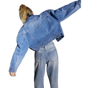Bleu grande taille femmes vestes personnalisé printemps et automne longueur au genou longue veste en jean femmes nouvelle chemise en jean à manches longues - Product Image 4