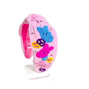 Diademas con cuentas de semillas para el día de Pascua Diademas anudadas Diademas con cuentas de semillas bordadas a mano Diademas con cuentas de lentejuelas para el día de Pascua - Product Image 4