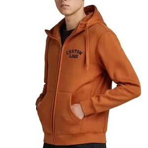 เสื้อฮู้ดซิปโพลีเอสเตอร์20% ผ้าฝ้าย80% ออกแบบได้ตามต้องการ400GSM 360GSM สำหรับผู้ชาย - Product Image 3