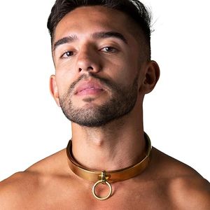 Collar de Bondage Dorado y Elegante con Anillo en O Ajustable, Acero Inoxidable 304, Tamaño y Color Personalizables - Product Image 2