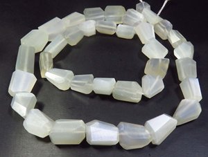 White Siloni Moonstone Gems Beads 8-13mm Faceted Cut Moonstone Nugget Tumble Beads 16 Strand Natural Faceted Beads" - Product Image 2