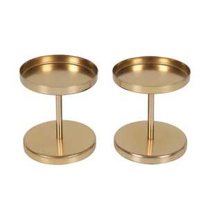 Portavelas de lujo de Metal dorado para velas de Pilar, soporte de vela decorativo moderno con acabado de latón para el hogar, boda y decoración de Hotel - Product Image 5