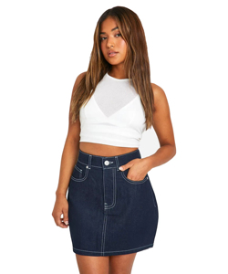 Falda vaquera de cintura alta Vintage, Faldas vaqueras de algodón para mujer, Falda vaquera envuelta a la moda - Product Image 5