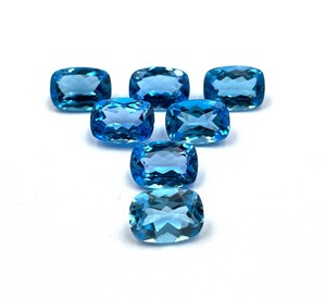 10X14มม. เบาะสวิสสีฟ้าบุษราคัมตัดเป็นพลอยหลวมสำหรับทำเครื่องประดับลูกปัดสีฟ้าบุษราคัม - Product Image 5