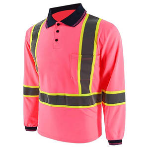 100% algodón de manga larga de punto de alta visibilidad trabajo de seguridad para camisa Polo cinta reflectante de alta visibilidad ropa de trabajador de la construcción - Product Image 3