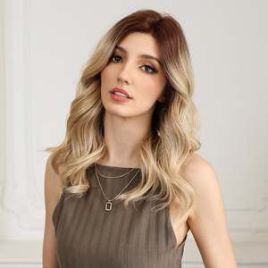 Remi-DWY Free Part for Ombre Blonde Mid-Length Glueless Synthetic <b>Wig</b> Transparent Lace Front Mono Lace Front Free Part - Product Image 4