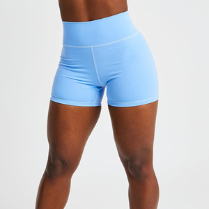 Pantalones cortos de gimnasio transpirables de alta elasticidad para mujer, pantalones cortos de yoga sin costuras hechos de Spandex/poliéster, técnicas teñidas lisas - Product Image 1