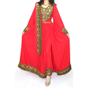 Abiti in Kochi Afghani per Eid nuovo vestito da donna afghano a maniche lunghe con ricamo girocollo in tinta unita di alta qualità - Product Image 1