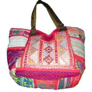 Large Capacity Durable Cotton <b>Bag</b> with Zipper Closure Customizable Design Portable Outdoor Use Bohemian Style for Women - Product Image 1