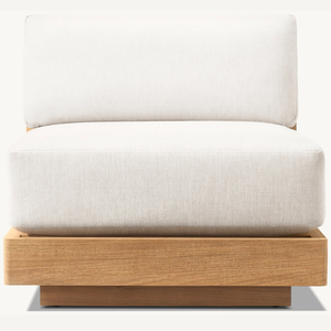 Sofá seccional individual de estilo moderno para uso en exteriores, hecho de madera de teca, con cojín y duradero. - Product Image 1