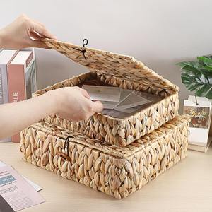 <b>Water</b> hyacinth <b>containers</b> cheap price <b>container</b> box hand weaving boxes table shelf storage - Product Image 3