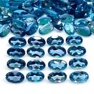 Piedras preciosas sueltas de corte ovalado de Topacio Azul suizo de 8x10mm para la fabricación de joyas Piedra calibrada facetada de topacio natural a precio de fabricante - Product Image 1