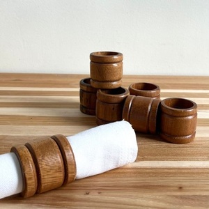 Servilleteros de lujo marrón oscuro, accesorios de mesa redondos de madera y metal para bodas, fiestas de Navidad, hoteles/restaurantes - Product Image 6