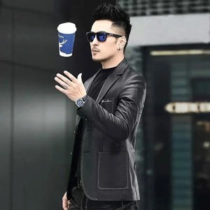 Chaquetas Casuales de Manga Larga para Hombre, Estilo Urbano, de Cuero Genuino, Impermeables, Resistentes al Viento, de Piel de Oveja Real, Ajustadas - Product Image 3