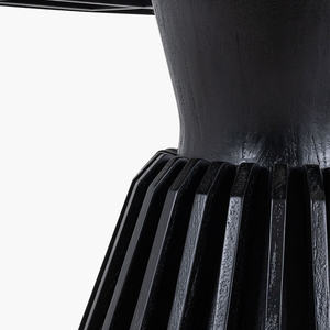 WTF Bold Look Pedestal Strong Base Modern Design Round Shape Solid Mango Wood Natural Texture Black Finish Kitchen <b>Dining</b> <b>Table</b> - Product Image 3