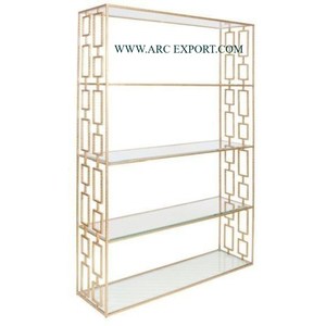 Finest Quality Metal and Glass 4 Tier Furniture Storage Shelves Trending New Arrival Large Size Metallic Unique Designing <b>Racks</b> - Product Image 1
