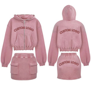 Hot Selling Women's Custom Breathable High Street Short Top <b>Skirt</b> Hooded Canvas Fabric <b>Winter</b> Season - Product Image 4