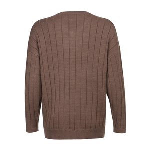 เสื้อสเวตเตอร์สวมหัวคอวีขนาดใหญ่พิเศษลำลองของผู้หญิง12GG ถักแบบหนาป้องกันการเกิดขนสำหรับสาวออฟฟิศสไตล์ฤดูใบไม้ผลิ - Product Image 5