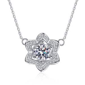 Unique Personality 925 Sterling Silver VVS D Color Moissanite Camellia Flower Pendant <b>Necklace</b> Trendy Women Engagement Party - Product Image 1