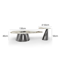 Table basse suspendue moderne en marbre italien avec structure en aluminium pour salon