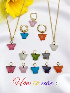 Venta al por mayor joyería fina colgante y dijes DIY collar fabricación a granel cornalina facetada mariposa colgante de piedras preciosas - Product Image 3