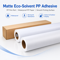 Film PP Mat Brillant Imprimable à l'Eco-Solvant en Rouleau, Papier Synthétique Autocollant Imperméable pour Affiches, Usine de Guangzhou