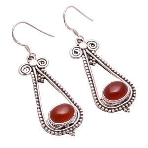 Vente en gros de boucles d'oreilles en pierres précieuses onyx rouge faites à la main bijoux fins boucles d'oreilles en argent sterling 925 fabricant de bijoux - Product Image 1