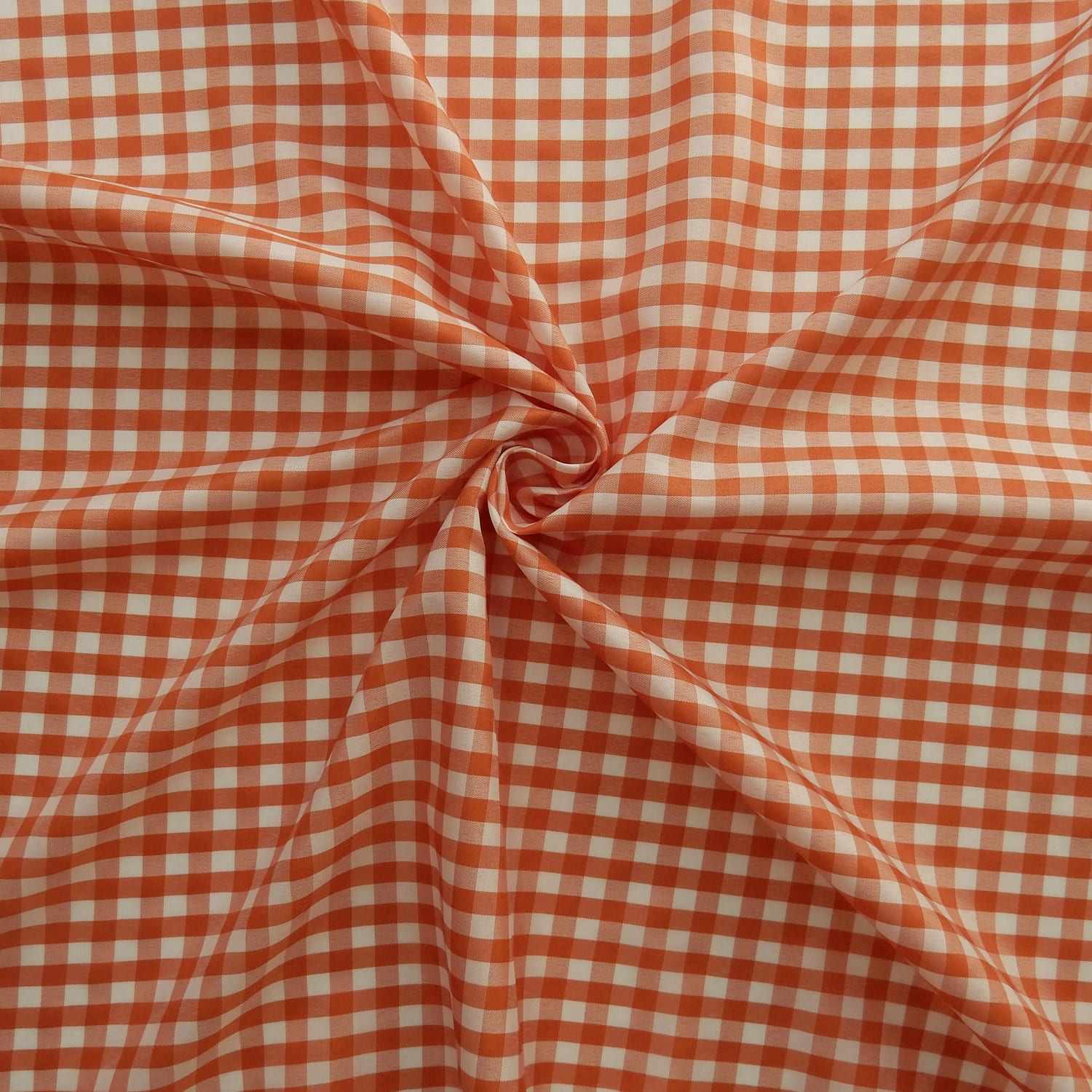 ผ้าฝ้ายลายตารางสีส้ม