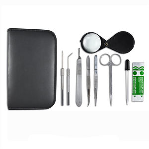 Chất Lượng Cao 11-Mảnh Phẫu Thuật Bộ Dụng Cụ Thép Không Gỉ Scalpel Xử Lý Dao Cắt Kéo Tweezer Thả Kim Công Cụ Thiết Với Da Trường Hợp - Product Image 4