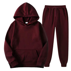 Winter Solid Track Suits French Terry Hoodie Set Hommes Regular Heavy Weight Thick Breathable 100% Cotton Eco-Friendly Windproof - Product Image 6