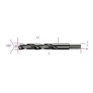 Brocas helicoidales cilíndricas cortas bruñidas a tierra de acero BETA HSS Vástago reducido de 13 mm (paquete múltiple) - Product Image 1